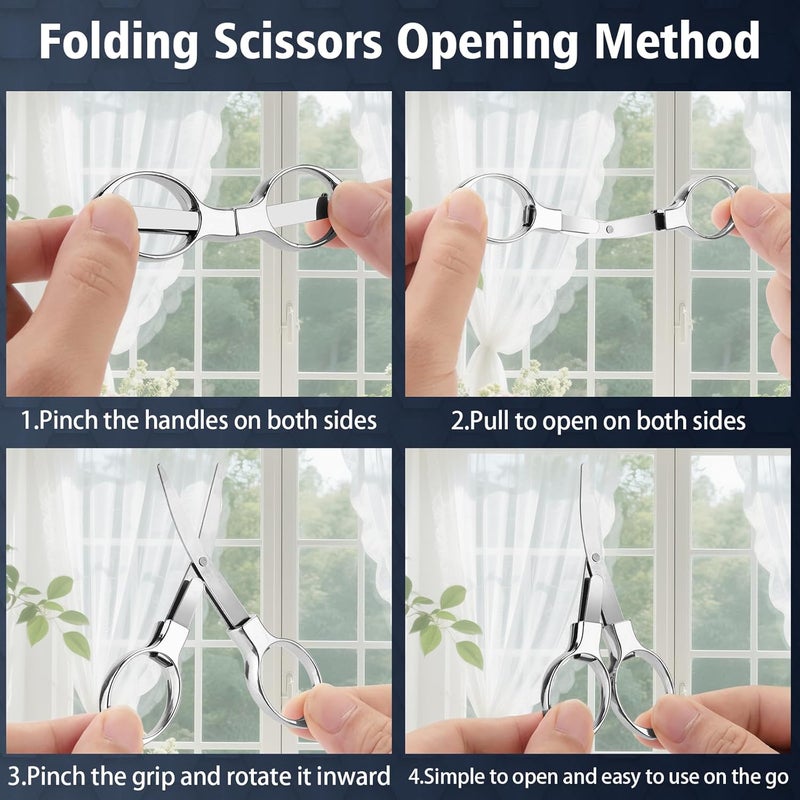 Hapdream 3 Pcs Folding Stainless Steel Portable Mini Badge Scissors with 3 Keychains, Safety Foldable Pocket Travel Small Scissors All Purpose for Nurse Accessories, Travel, Office, Craft, Sewing, Home(Silver) - Image 3